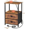 thumbnail image 3 of Night Stand Set 2, Nightstand with  Station, End Tables with Storage Shelf for Small Spaces, Bedside Table Side Tables with 2 Fabric Drawers for Bedroom, Rustic Brown, HETS020PBR, 3 of 6