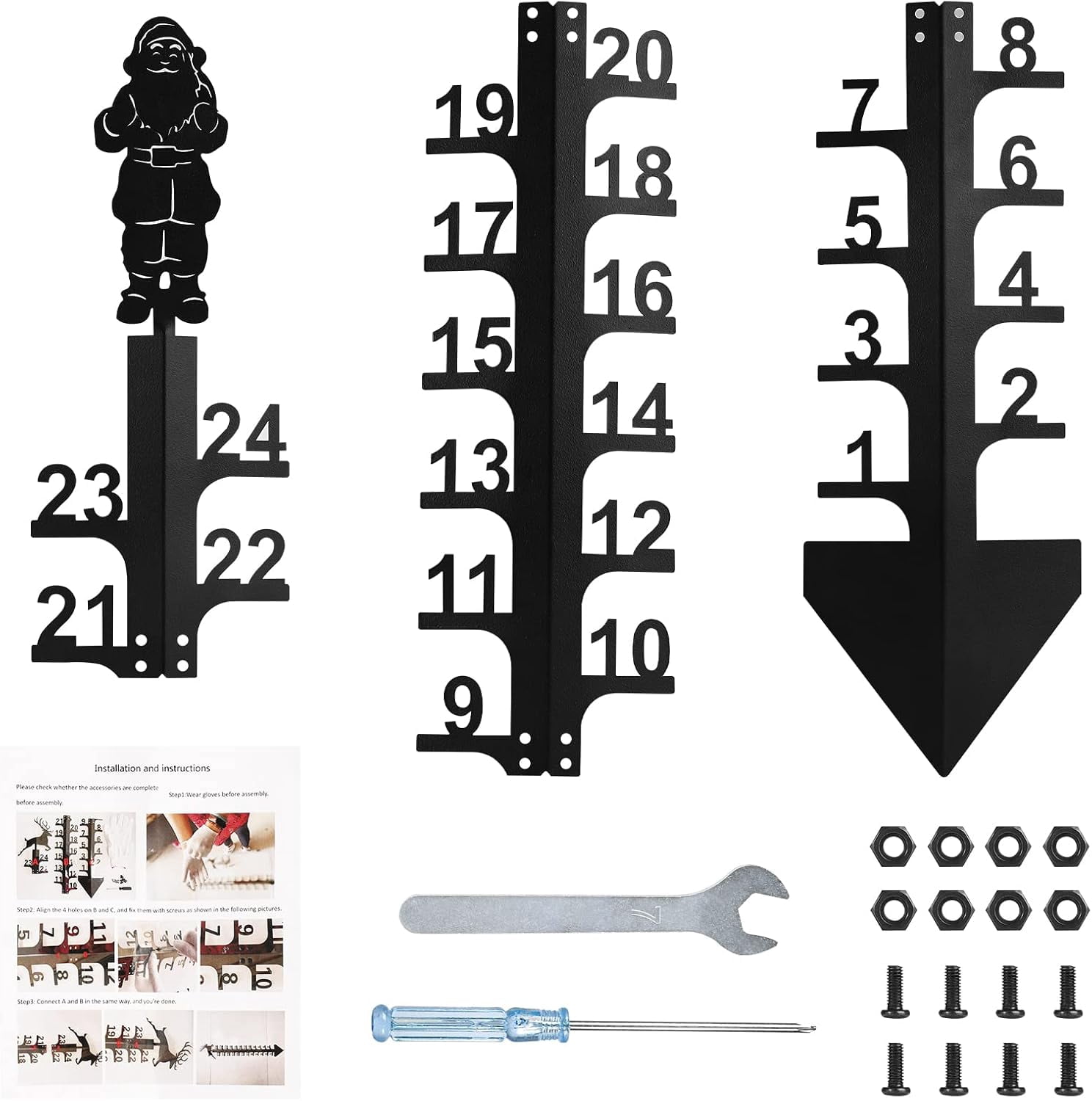 Snow Measuring Stick, 24inch Snow Gauge, Outdoor Measuring Gauge, Metal Detachable Snow Measuring Stick, Rain Gauge Garden Stakes for Yard, Lawn & Garden, Easy to Read