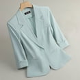 thumbnail image 2 of UAMVSH Women's Blazers Fall 3/4 Sleeve Lightweight Slim Fit Dressy Jackets Elegant Casual Business Work Outerwear with Pockets(X-Large,Green), 2 of 6