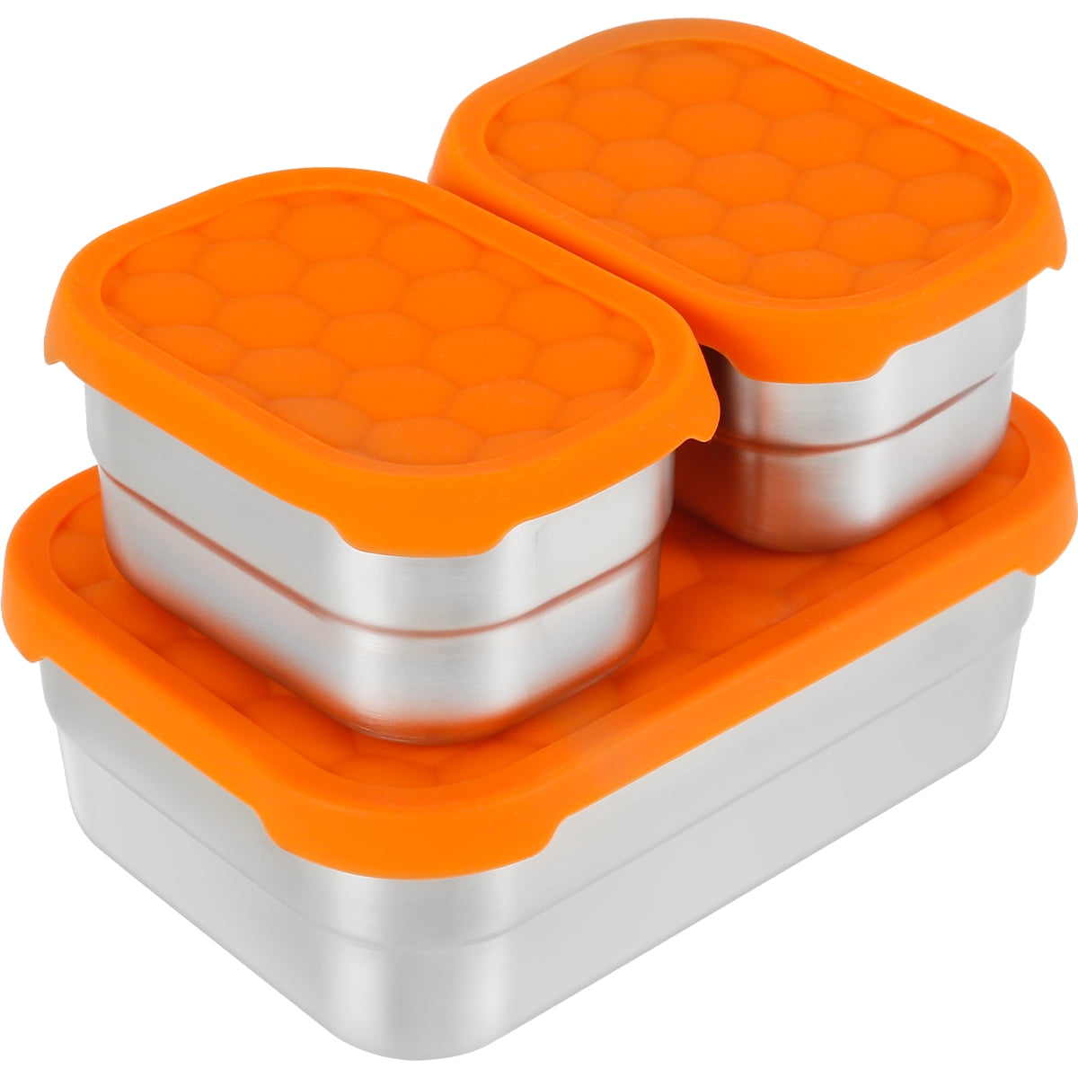 Mini Stainless Steel Containers with Silicone Lids — Set of 3 (3oz)