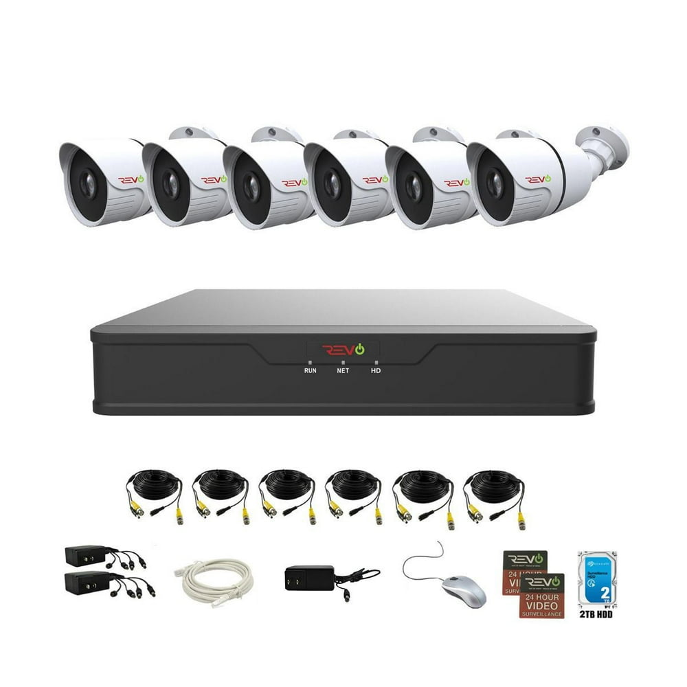 REVO Hybrid 8CH. 2TB HDD DVR Video Surveillance System, 6 x 1080p Full