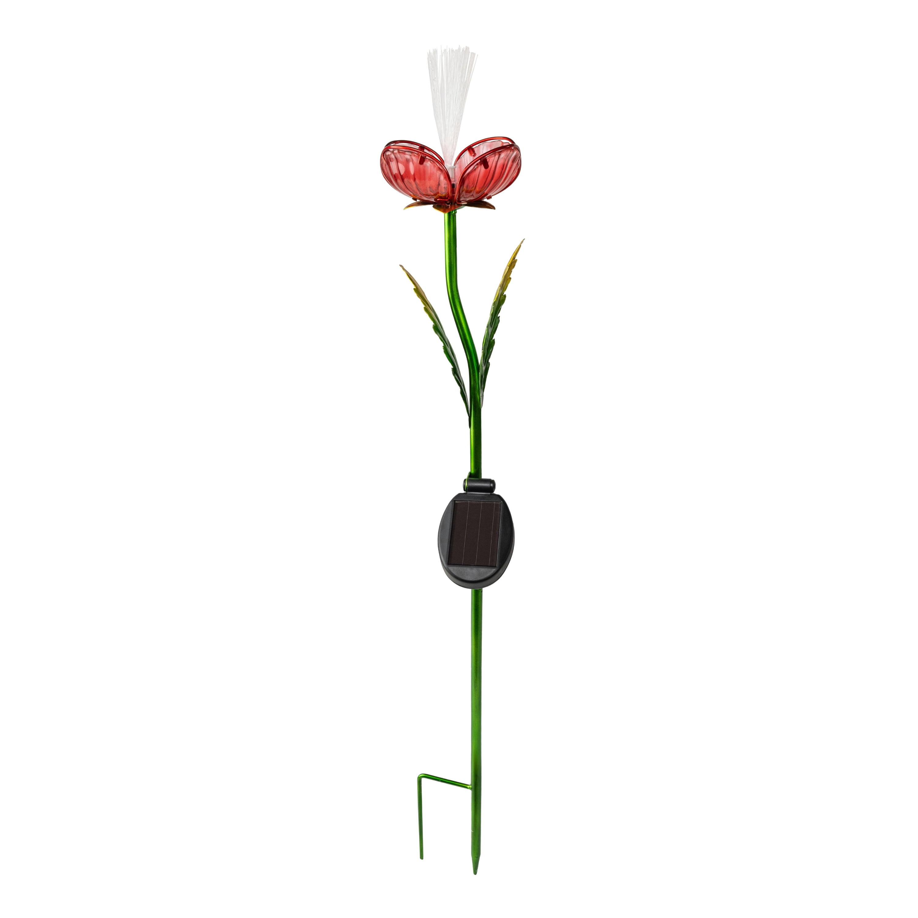 Better Homes & Gardens Solar LED Red Rose Glass & Metal Stake Light Outdoor Décor, 6.5"W x 4.72"D x 31.5"H, 0.89 lb weight