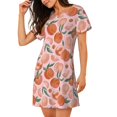 thumbnail image 2 of Fotbe Painting Peach Bata de Dormir para Mujer con Estampado, Camisón de Algodón de Manga Corta, Ropa de Dormir Casual, 2 of 6