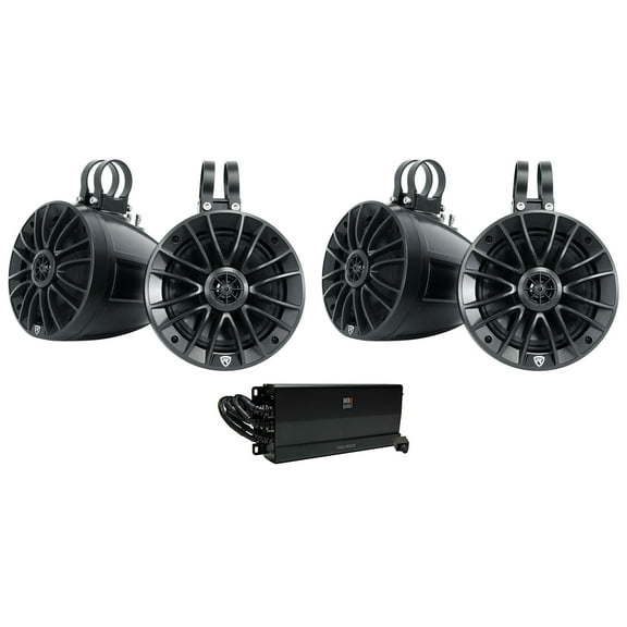 (4) Rockville UT65B UTV/ATV 6.5" Rollbar Speakers   MB Quart 5-Channel Amplifier