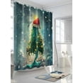 thumbnail image 5 of Coastal Christmas Waterproof Fabric Shower Curtain, Xmas Pine Tree Ocean Beach Green Shower Curtain for Bathroom Curtains Bathtubs Hotel Washable Shower Curtains with 12 Hooks Standard 60x72, 5 of 6