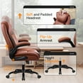 thumbnail image 6 of COOLHUT Big and Tall Office Chair 500LBS Wide Seat Ergonomic Computer Desk Chair, High Back Executive PU Leather Chair, Adjustable Armrest and Lumbar Back Support Office Chair, Brown, 6 of 16