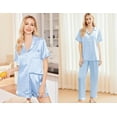 thumbnail image 5 of Ekouaer Silk Pajamas for Women Set Satin Pjs Soft Short Sleeve Button Down Sleepwear 3 Piece Loungewear, 5 of 7