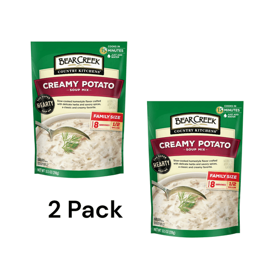 (2 pack) Bear Creek Country Kitchens Creamy Potato Soup Mix, 8 Servings, Shelf-Stable, 10.5 oz Pouch