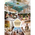 thumbnail image 5 of Teal Yellow Oil Painting Table Cloth, Contemporary Abstract Art Waterproof Tablecloth for Square Tables, Reusable Washable Fabric Table Cover for Restaurant Kitchen Dining Tables 60"x60", 5 of 6