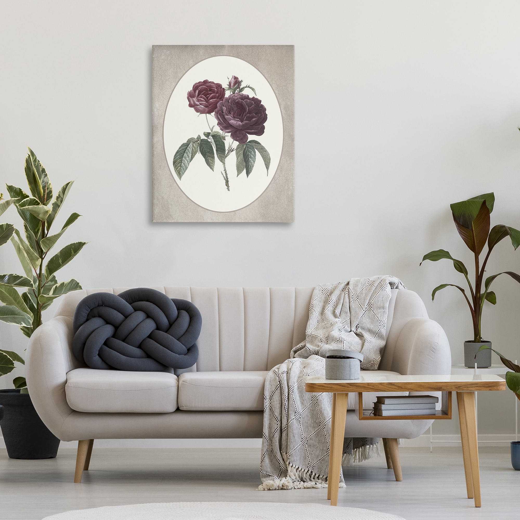 Vintage Blooms within Oval Canvas Wall Art, design by Lettered and Lined