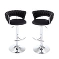 thumbnail image 3 of Tcbosik Black Velvet Upholstered 360°Swivel Bar Stools Set of 2, 23.62"-32.08" Adjustable Counter & Bar Seat Height, with Curved Back, Cushioned Seat Chrome Base, Modern Dining & Bar Seating, 3 of 6