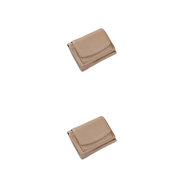 Qarigey Cartera de cuero para mujer, monedero plegable, tarjetero, billetera Caqui 2Conjunto