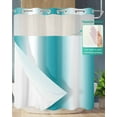 thumbnail image 4 of No Hook Shower Curtains, Turquoise White Ombre Standard Shower Curtains with Snap in Liner, Farmhouse Minimalist Gradient Art Waterproof Washable Fabric Bathroom Shower Curtain Sets, 66" x 72", 4 of 7