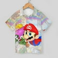 thumbnail image 3 of Mario Luigi Kid's Short Sleeved Shirt Summer Daily Casual Button-Down Shirts Tee Top Teen Beach Clothing With Pocket, 3 of 7