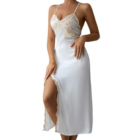 CZSCPDAW Lingerie For Women Sexy Lace Plus Size Underwear Pajamas Women s Robe Lingerie Mesh Nightgown Sexy V Line Long Stylish Split Suspender Nightdress Pajama Sex Love Underwear