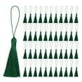 thumbnail image 1 of Unique Bargains 45 Pcs Mini Marque-Page Soyeux à Pompons, Fil Doux Fait Main avec Boucle de Cordon, Vert Foncé, 1 of 6