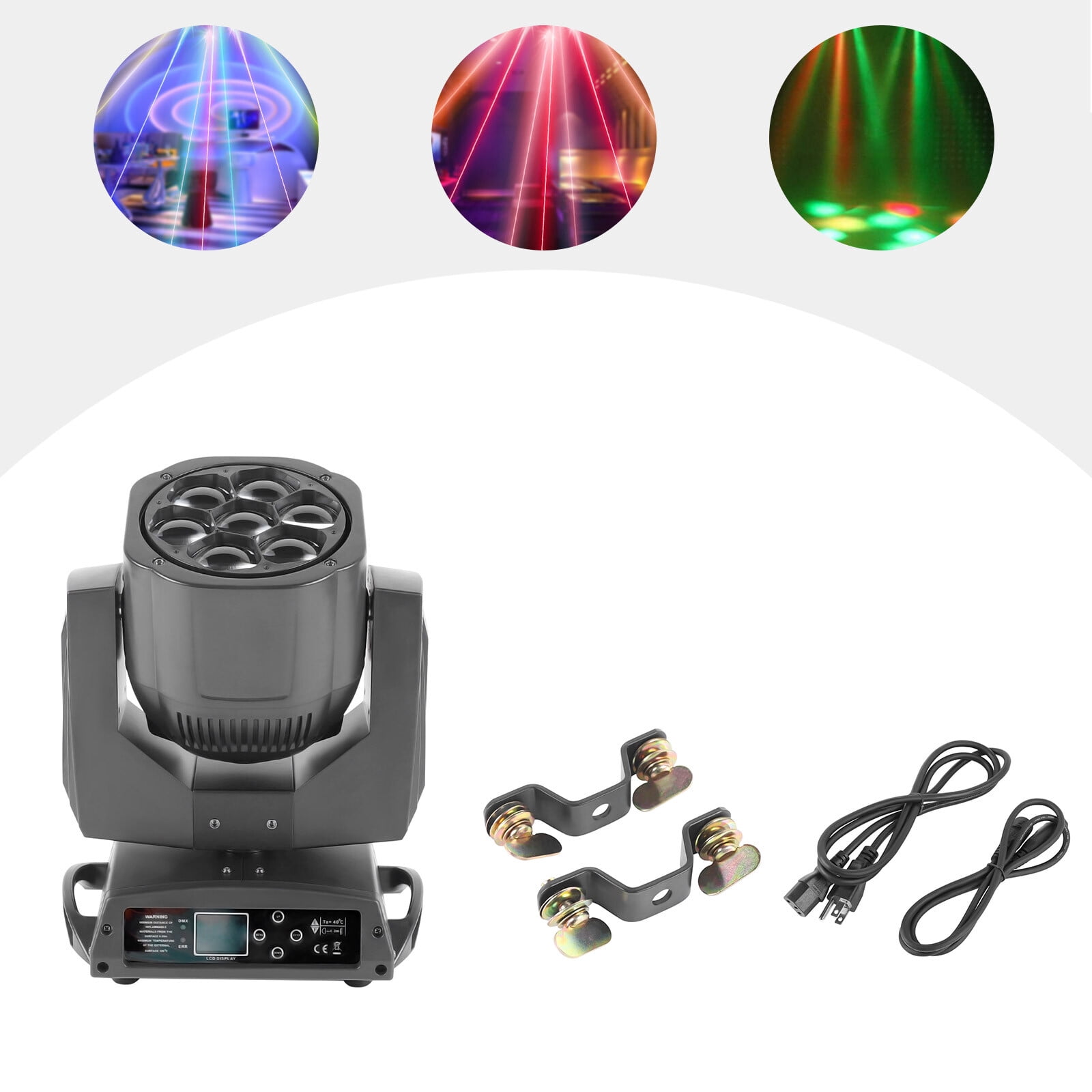 150W Moving Head Stage Light, RGBW 7 LED DJ Stage Uplight with Zoom for Entertainment Venues AC 90V-240V