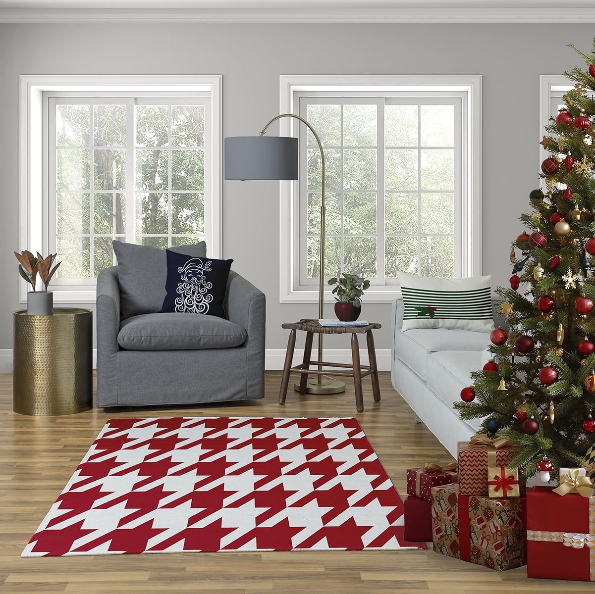16" x 16" Simply Daisy Santa Baby Polyester Accent Pillow, Navy (1 Count)