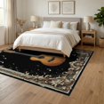 thumbnail image 3 of ODIKA 6'x9' Washable Area Rug Music Guitar Vintage Acoustic Note Scroll Border Instrument Notes for Queen Size Bedroom, Under Bed, Master Suite, Easy Care, Non-Shedding, 3 of 7