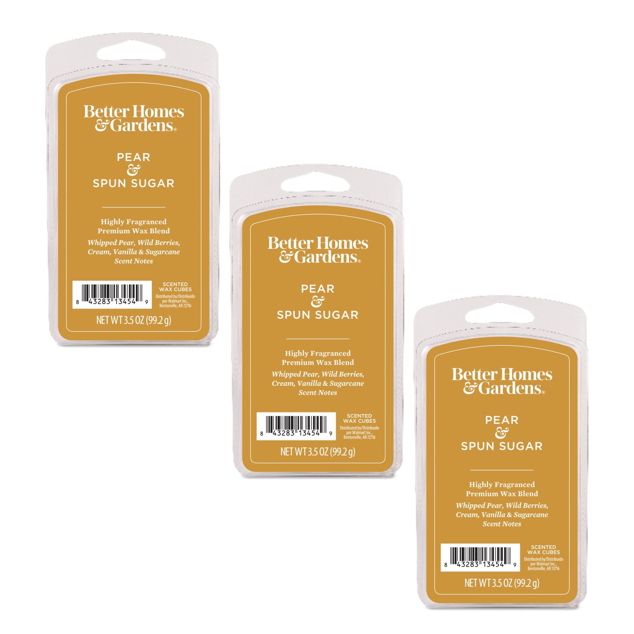 Pear & Spun Sugar Premium Scented Wax Melts, Better Homes & Gardens, 3.5 oz (3-Pack)