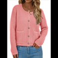 thumbnail image 3 of Suéteres de Punto para Mujer, Moda de Otoño, Larga, Botones, Chaqueta Informal de Moda, Ropa de Invierno. Melocotón L, 3 of 9