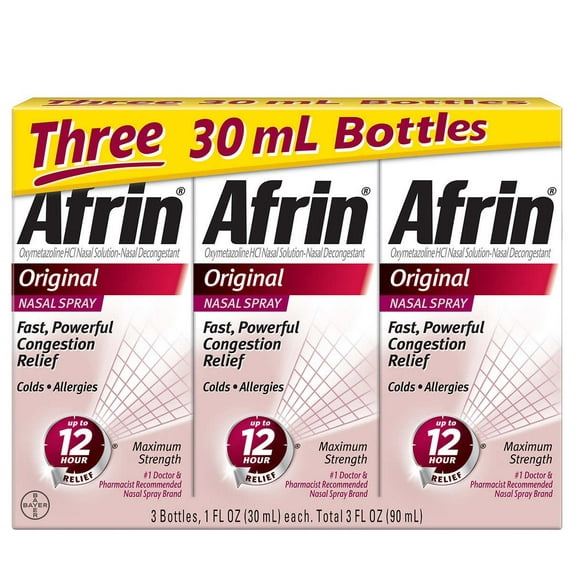 Afrin Original Maximum Strength 12 Hour Nasal Congestion Relief Spray, 90 Ml