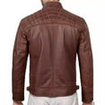 thumbnail image 3 of zfhfof Men's Stand Collar Leather Jacket Motorcycle Lightweight Faux Leather Outwear Slim Fit Full Zip Jackets, 3 of 5