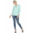 thumbnail image 4 of White Mark Women's Pleated 3/4 Sleeve Floral Print Blouse, 4 of 5