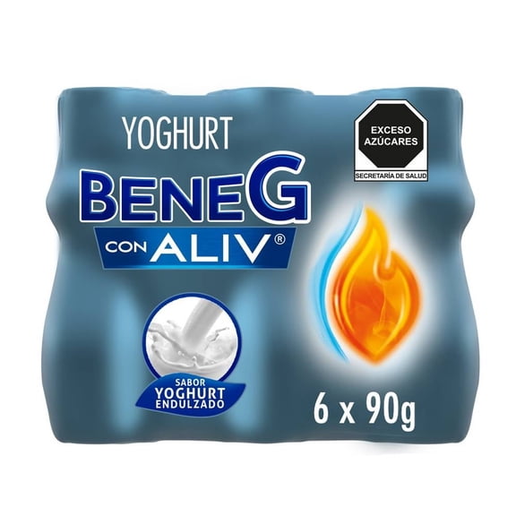 Yoghurt bebible Bene G con Aliv sabor natural 6 pzas de 90 g c/u