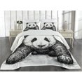thumbnail image 3 of Ambesonne Animal Quilted Coverlet 3 Pcs, Panda Bear Sketch, King Size, White Black, 3 of 5