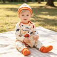 thumbnail image 2 of HCNTES Baby Boy Clothes Newborn Halloween Onesie Baby my first Halloween Letter Print Long Sleeve Romper Pants Hat Baby Boys' Clothing Sets, 2 of 7