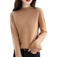 thumbnail image 1 of Women‘s Wool Sweaters Mock Turtle Neck Lightweight Long Sleeve Cozy Warm Fall Winter Pullover Tops, 1 of 7