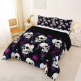 thumbnail image 2 of Manfei Gothic Skull Full Size Comforter Sets 3-Piece, Halloween Graffiti Splash Bedding Comforter Set, Purple Blue Black,Black Reversible,1 Comforter and 2 Pillowcases, 2 of 6