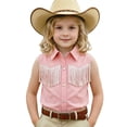 thumbnail image 2 of Cowgirl Shirts for Girls Button Down Fringe Shirt Sleeveless Blouses Tops, 2 of 5