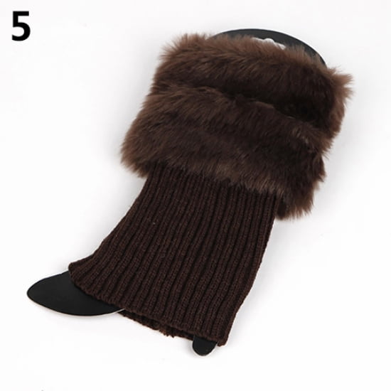 Besufy Adult Women Boot Topper Autumn Winter Furry Ribbed Boot Cuffs Leg Warmers