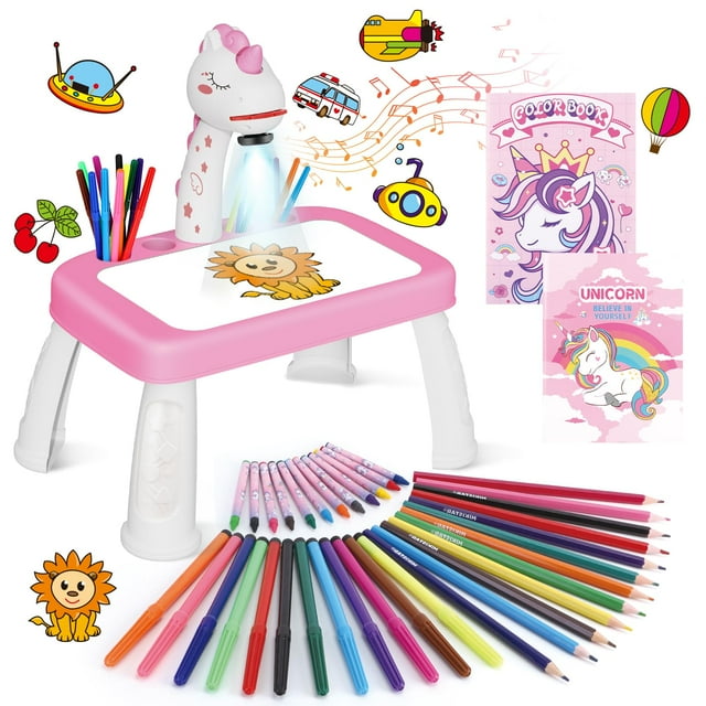 Proyector de dibujo Hoarosall Unicorn para niños con suministros