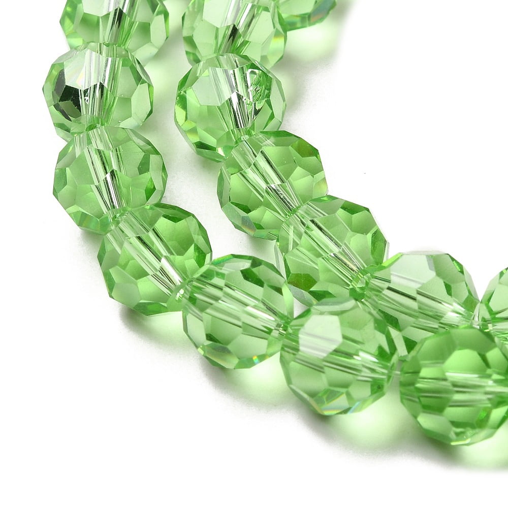 10strands Transparent Glass Beads Faceted(32 Facets) Round Lime 10mm Hole: 1.8mm about 66~68pcs/strand 24.02~24.13 inch(61~61.3cm)