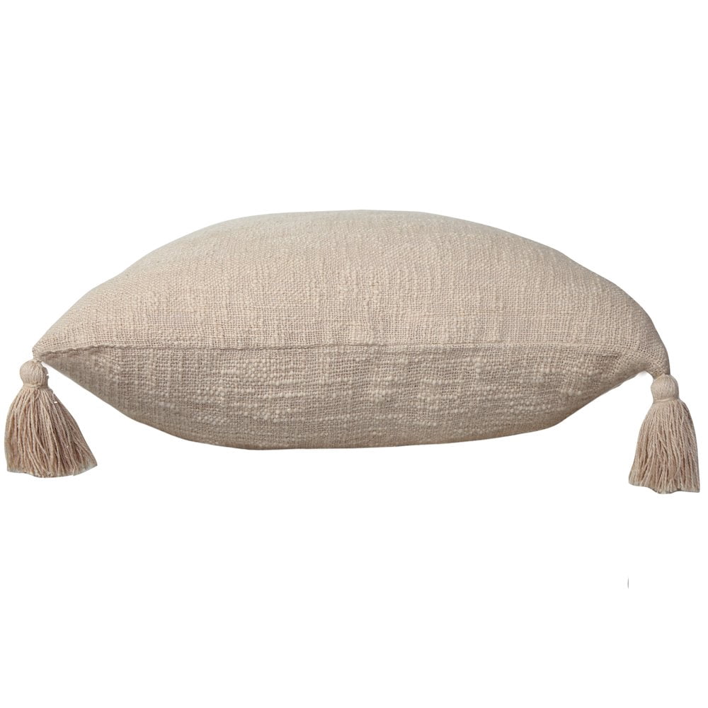 LR Home Ox Bay Hand-Woven Tan/Beige Solid All-Natural Cotton Pillow Cover