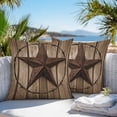 thumbnail image 4 of Vintage Texas Star Outdoor Pillow Covers Pack of 2 Brown Wood Grain Wire Waterproof Throw Pillow Covers Decorative Cushion Cases for Patio Garden Tent Balcony Couch 26x26 inch, 4 of 8