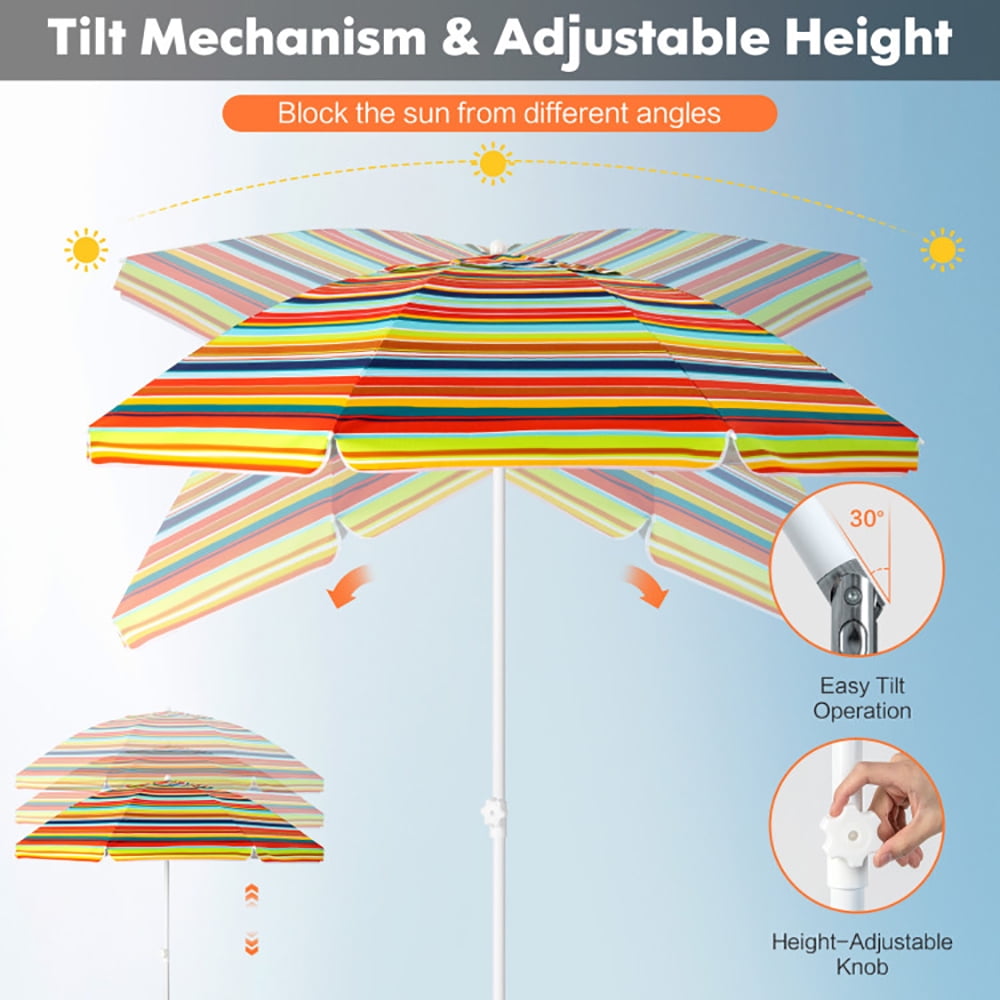 Aimee Lii 6.5 Feet Patio Beach Umbrella with Waterproof Polyester Fabric, Sunbrella Umbrella Outdoor Patio, Orange Aimee Lii 6.5 Feet Patio Beach Umbrella with Waterproof Polyester Fabric, Sunbrella Umbrella Outdoor Patio, Orange
