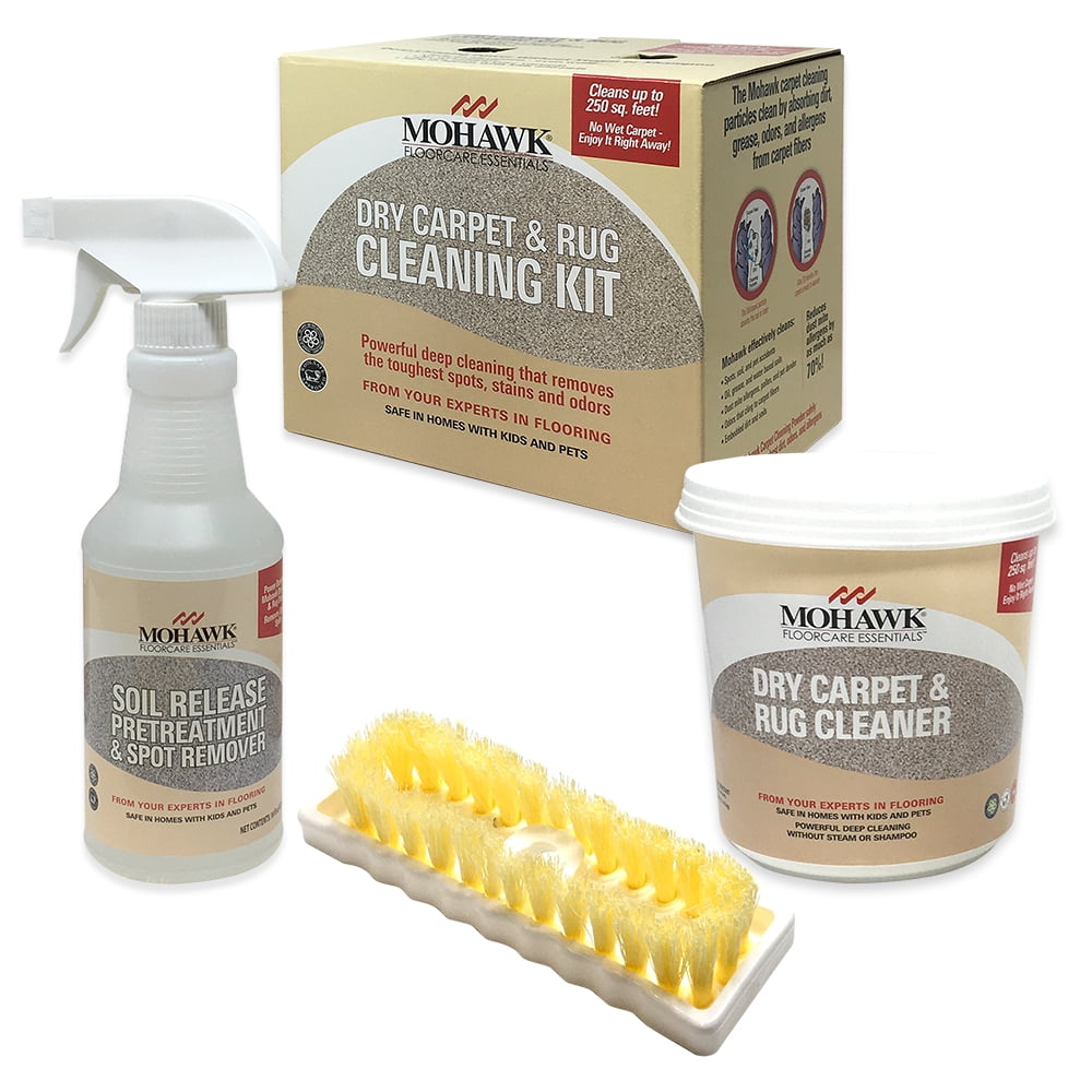 Mohawk Dry Carpet and Rug Cleaning Kit Soil Release Pretreatment Spray 16 oz. plus Dry Powder 2.