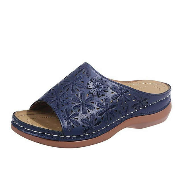 Pompotops Summer Ladies Embroidered Sandals Casual Footwear Casual Roman Slippers