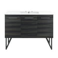 thumbnail image 3 of Annecy 48 in. Black Walnut Bathroom Vanity With White, 3-Hole Ceramic Sink Top, 3 of 9