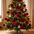 thumbnail image 6 of 12 Pcs Burgundy Velvet Flocked Christmas Balls, 2.4 Inch Christmas Tree Ornaments, Soft Hanging Xmas Ball Decorations for Tree, Home, Party and Holiday Decor, 6 of 8