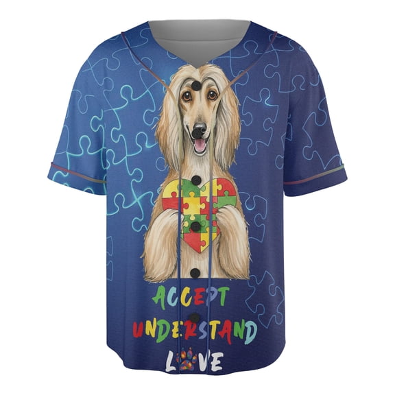 Autism Awareness Afghan Hound Accept Understand Love All Over Print 3D Baseball Shirt Dog Lover Softball Sport - 12003