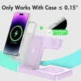 thumbnail image 4 of Wireless Charger for iPhone,3 in 1 Wireless Charging Station for iPhone 17 16 15 14 13 12 11 Pro Max Plus XS XR X 8,for iWatch 9 8 7 6 5 4 3 2 SE,for AirPods 3 2 Pro,Purple,No Adapter, 4 of 7