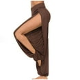 thumbnail image 2 of Fewfanhot Womens Yoga Pants Double High Slit Leg Flowy Yoga Pant Pilates Dance Hippie Wrap Beach Cover-Up Pants, 2 of 7