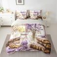 thumbnail image 3 of Manfei Teen Purple Lavender 7-Piece Bedding Comforter Set, Rustic Flower Floral King Bedding Sets, Vintage Oil Printing Reversible Bed Sheets, Lightweight Room Decor, 3 of 8