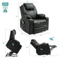thumbnail image 3 of MEETWARM Power Lift Chair Electric Recliner for Elderly Heated Vibration Massage Faux Leather Recliner Chair with 2 Remote Controls, USB Ports, Cup Holders & Side Pockets for Living Room (Black), 3 of 8
