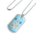 thumbnail image 2 of Folk Christmas Tree Military Dog Tag Pendant Necklace with Chain, 2 of 5